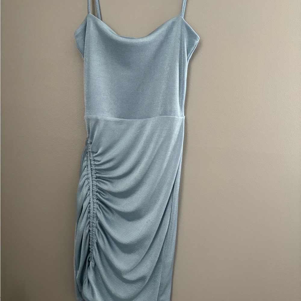 Windsor Blue Asymmetrical Ruched Dress